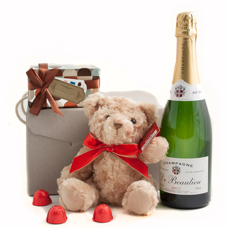 House Champagne Teddy & Chocolates Gift Hamper
